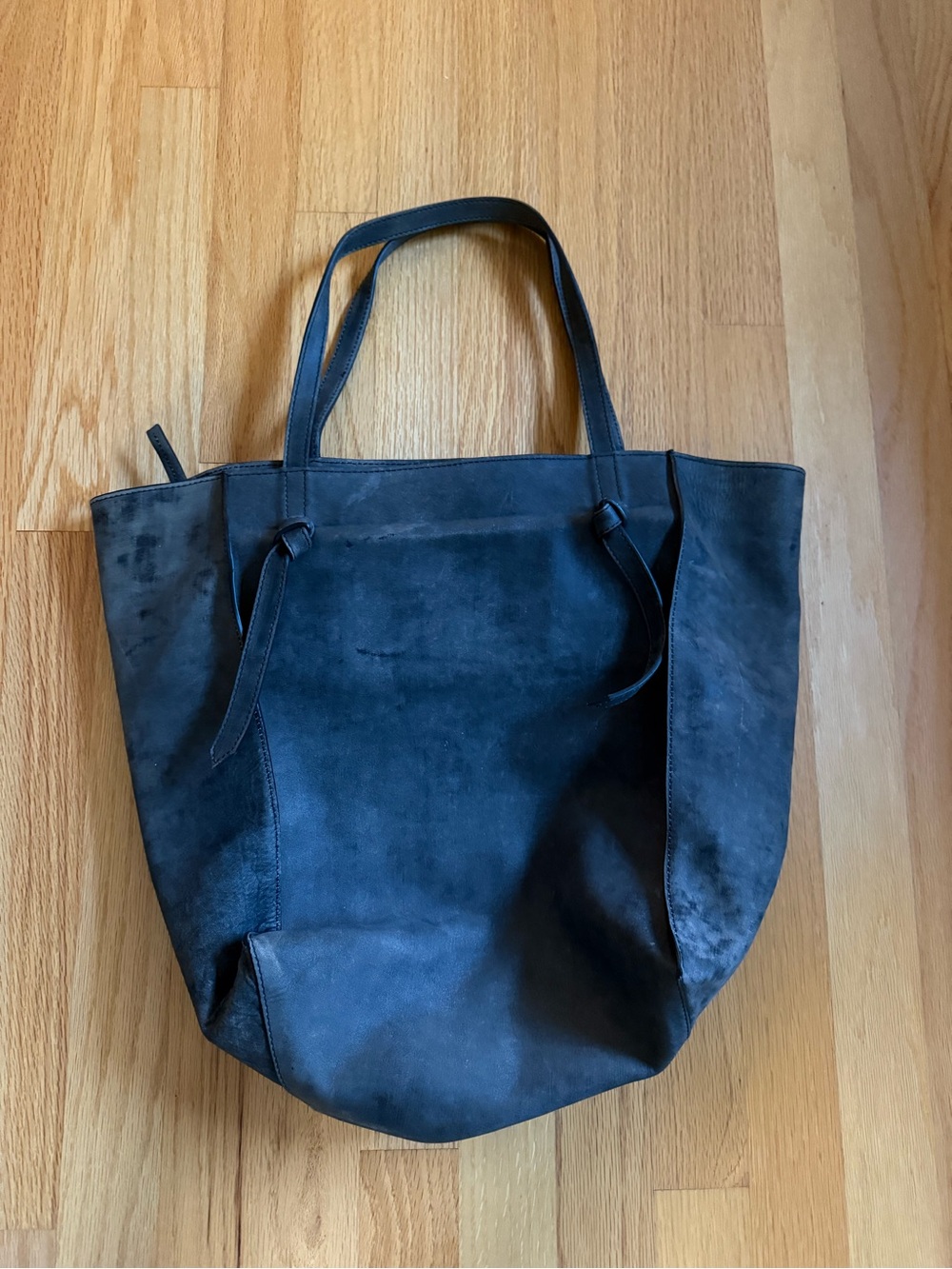 Black/gray  leather Suede Tote Bag - Unbranded
